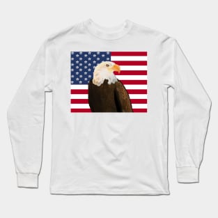 Eagle with American Flag Long Sleeve T-Shirt